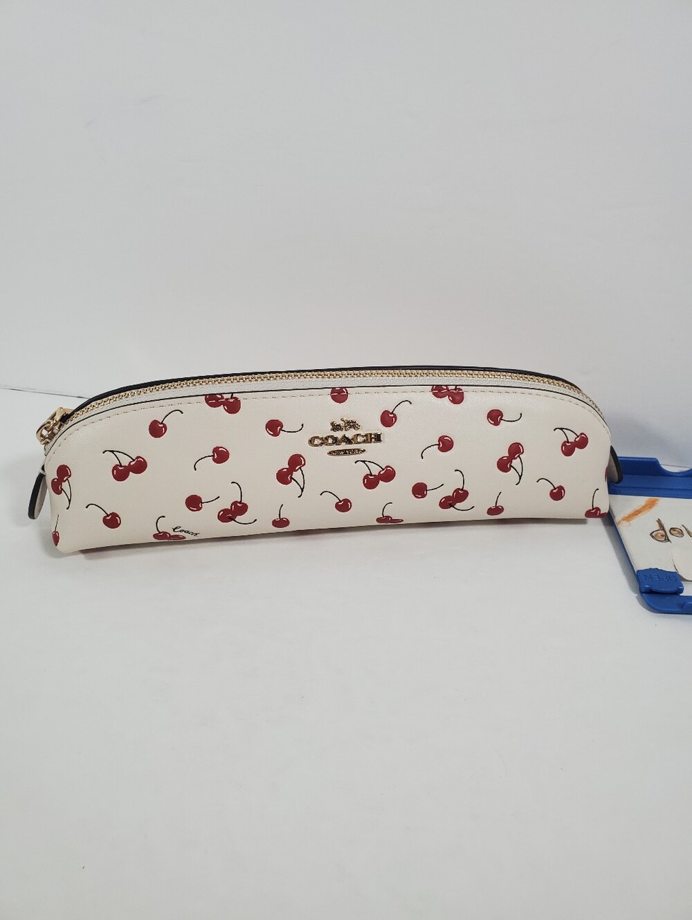 NEW Coach Cherry Print Pencil Case CFA45 Gold/Chalk Multi